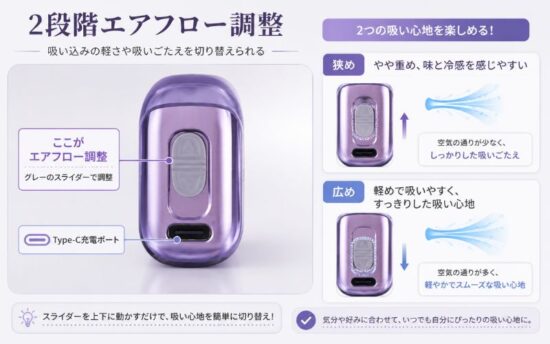 【先行実機検証】ELFBAR Ice King Pro レビュー|透明タンクで残量が見える!進化モデルは買う価値あり? | VapePenZone Japan ELFBAR Ice King Proを実機レビュー|2段階エアフロー調整|吸い込みの軽さや吸いごたえを切り替えられる