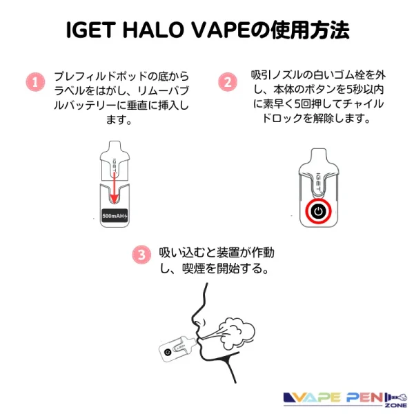 IGET Halo Kit 3000 Puffs 使用方法