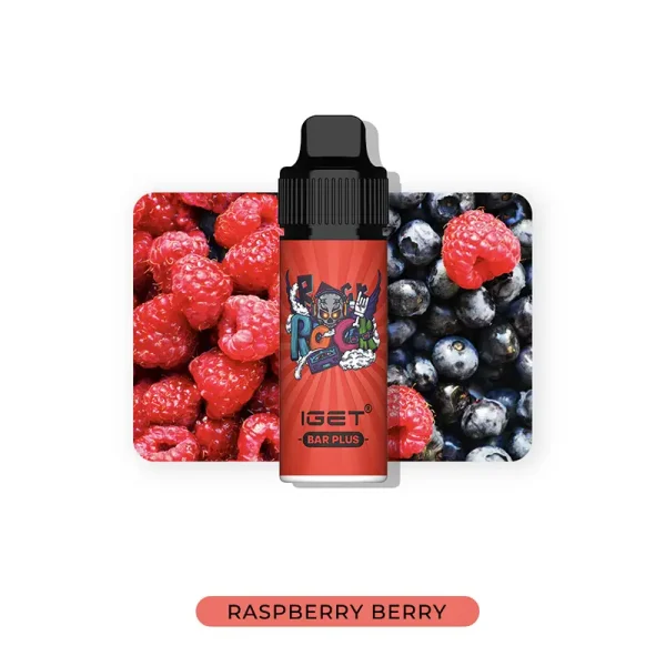 raspberry berry IGET Bar Plus 6000 puffs vape kit