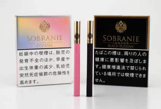 Sobranie（ソブラニー）– イギリス／ロシア系 特徴： おしゃれなパッケージとカラフルなフィルターで女性に人気。 味わい： 軽めの吸い心地とほのかに甘い香りが楽しめる高級シガレット。